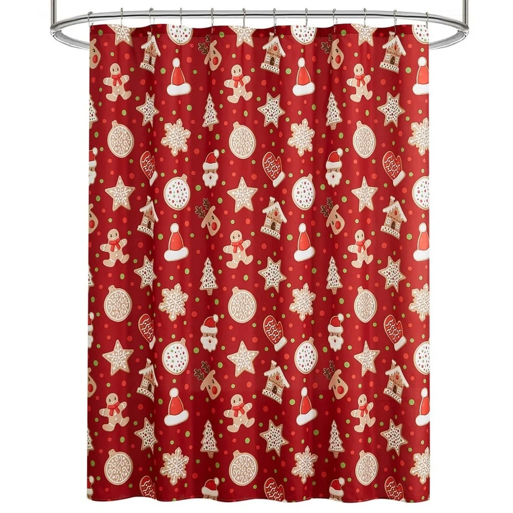Gingerbread Holiday Christmas 17 pc Bath Set Shower Curtain Rug Soap Dispenser